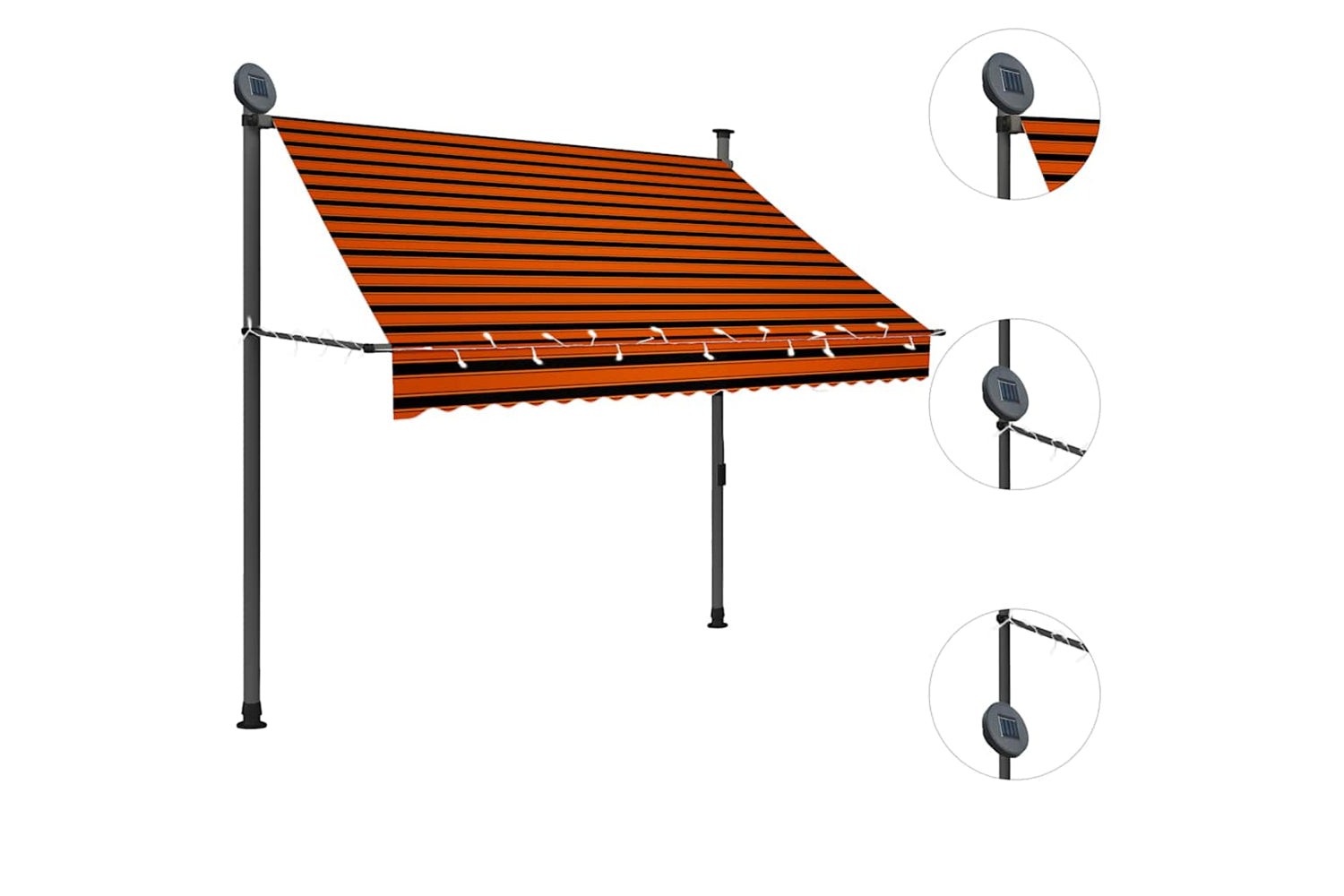vidaXL 145878 Manual Retractable Awning With Led 200cm Orange And Brown-3