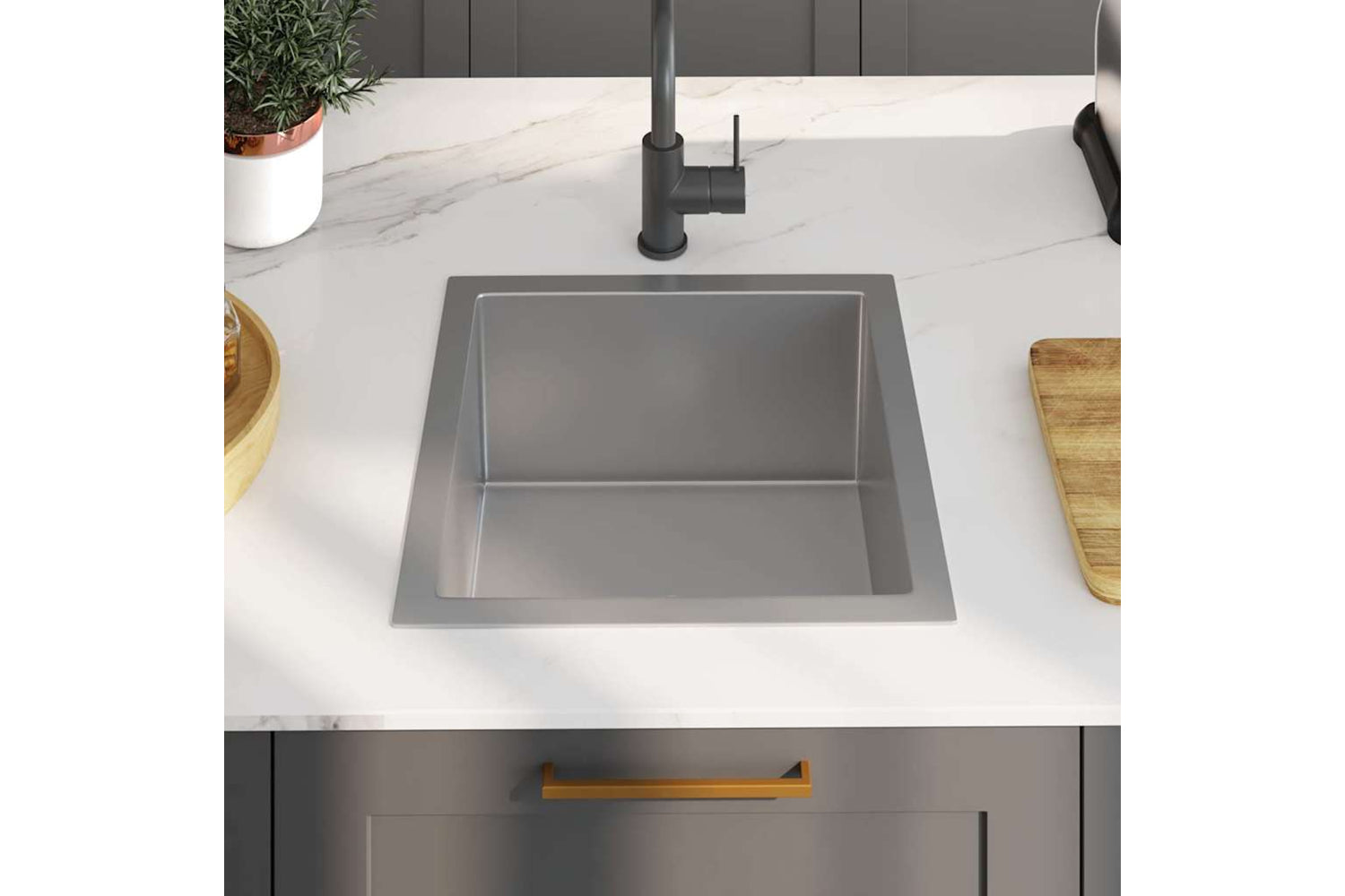 Vidaxl 145077 Handmade Kitchen Sink Stainless Steel-2