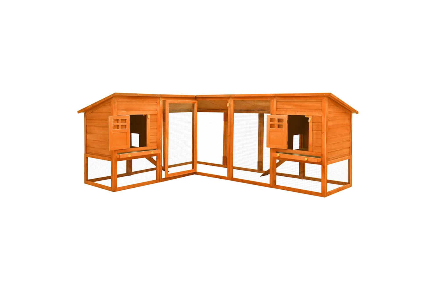 Vidaxl 170872 Outdoor Rabbit Hutch With Run Brown Solid Fir Wood-2