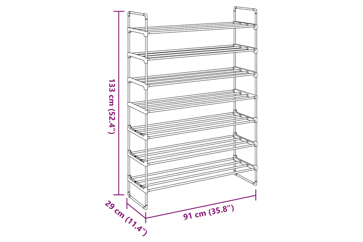 Vidaxl 245627 Shoe Rack With 7 Shelves Metal And Plastic Black-8