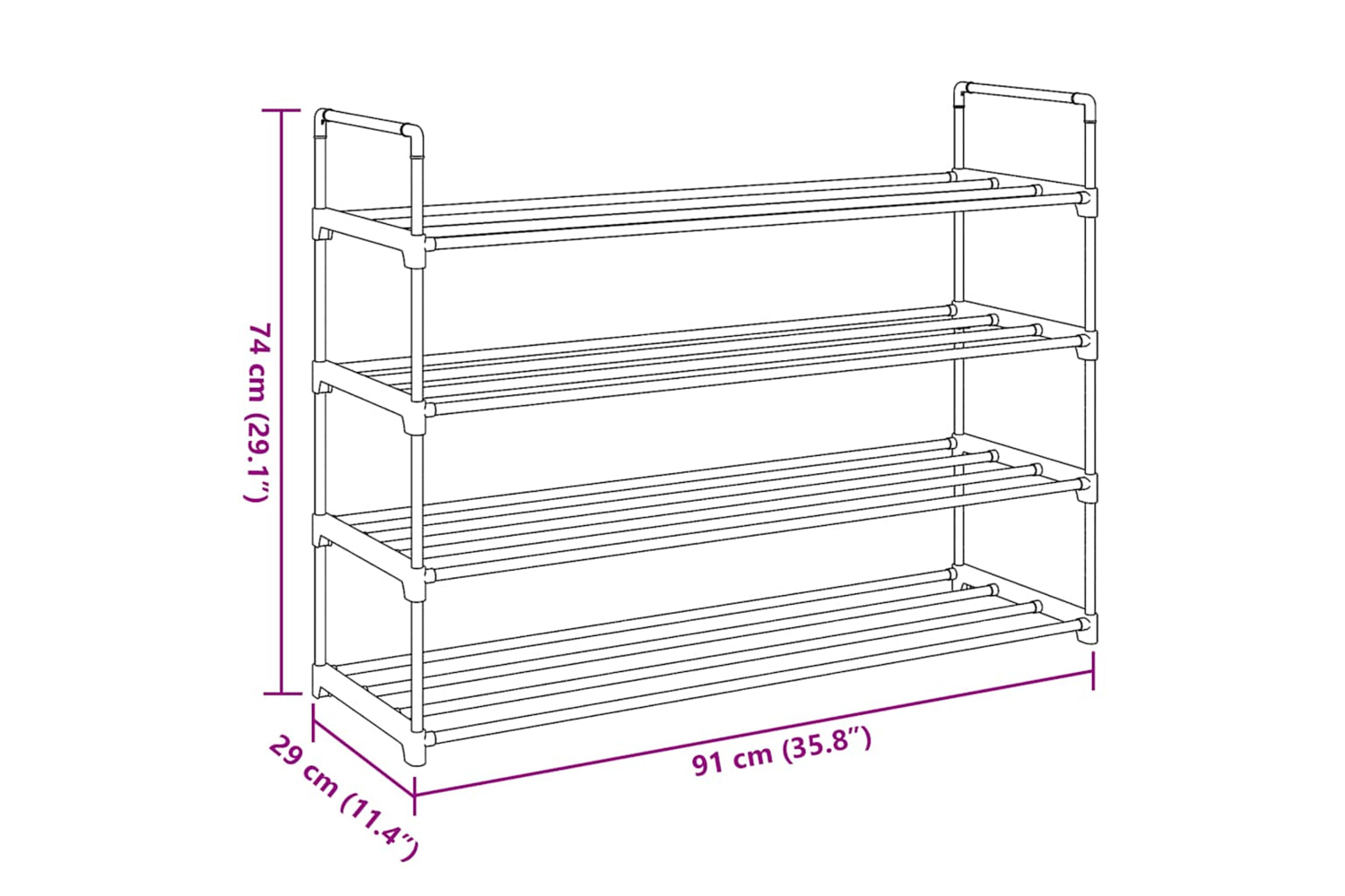 Vidaxl 245626 Shoe Rack With 4 Shelves Metal And Plastic Black-8