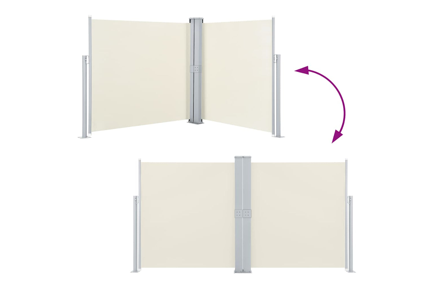 vidaXL 48485 Retractable Side Awning Cream 140x1000cm-4