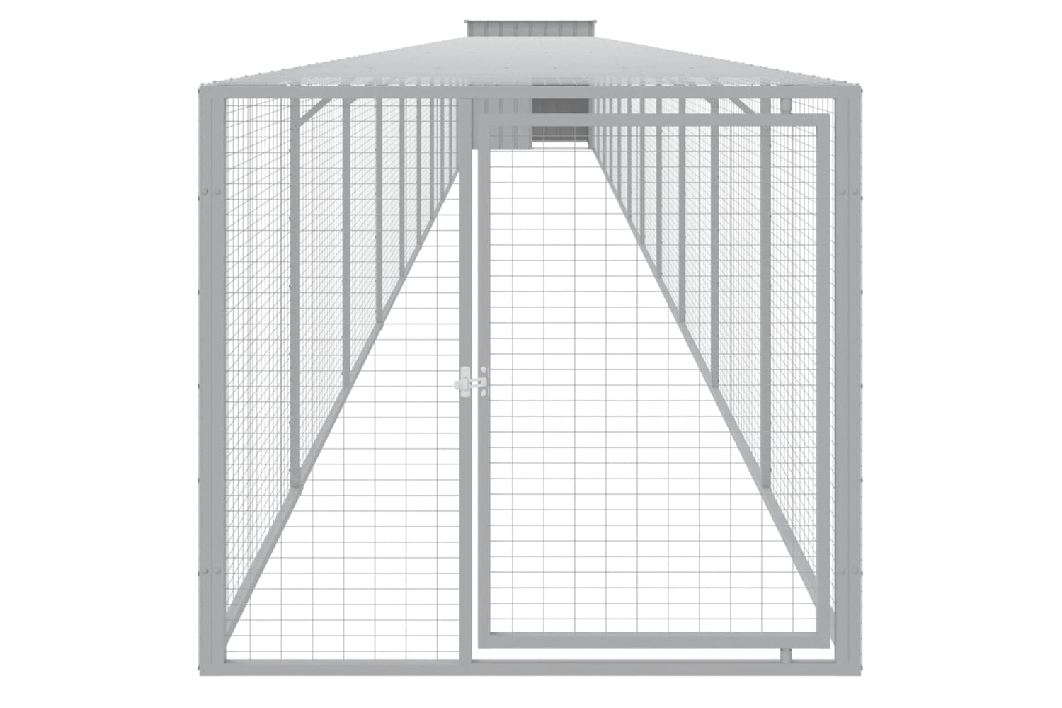 vidaXL 3189098 Chicken Cage With Run Light Grey 110x1221x110cm Galvanised Steel-2