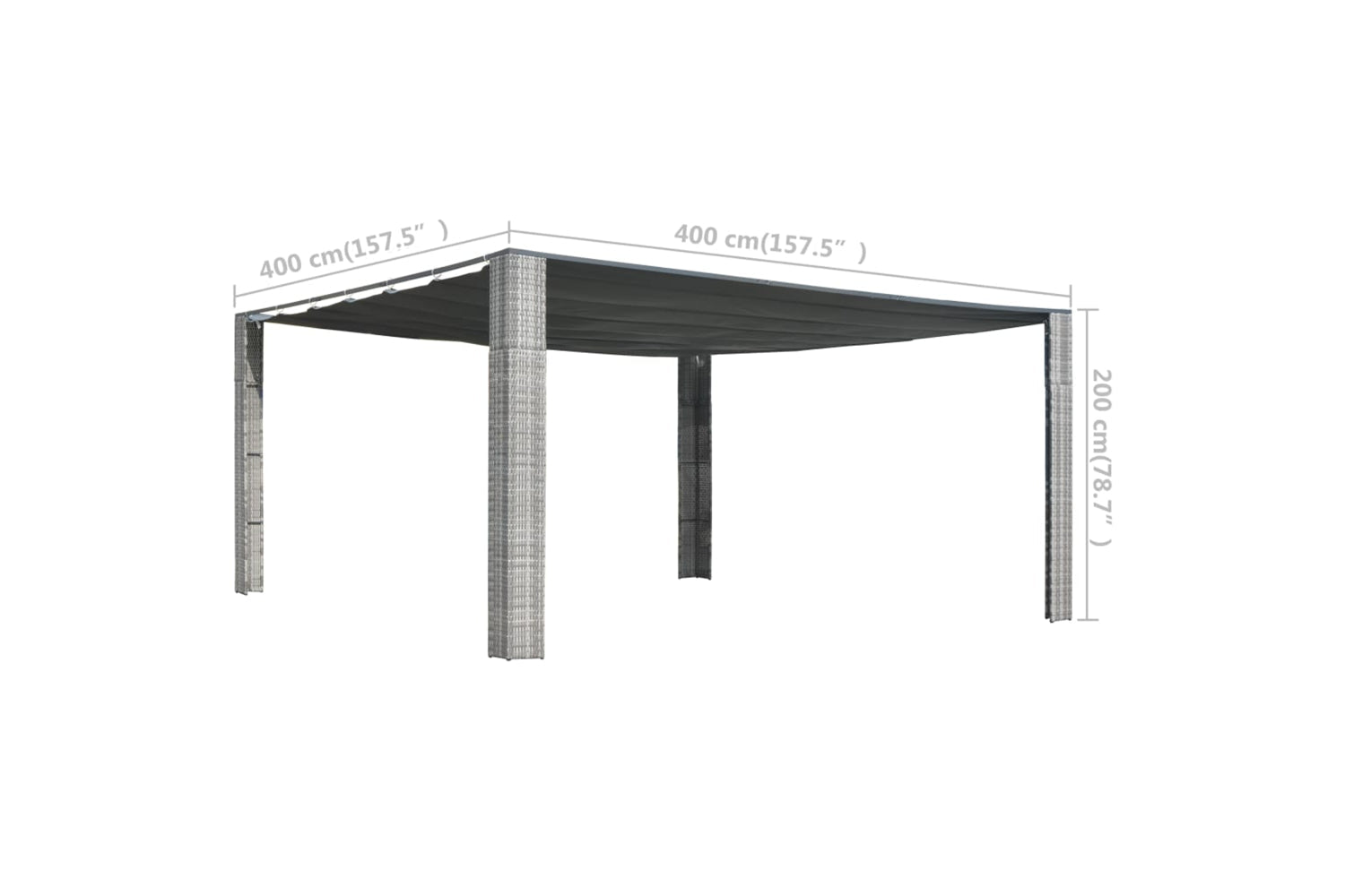 vidaXL 44819 Gazebo With Sliding Roof Poly Rattan 400x400x200cm Grey And Anthracite-4