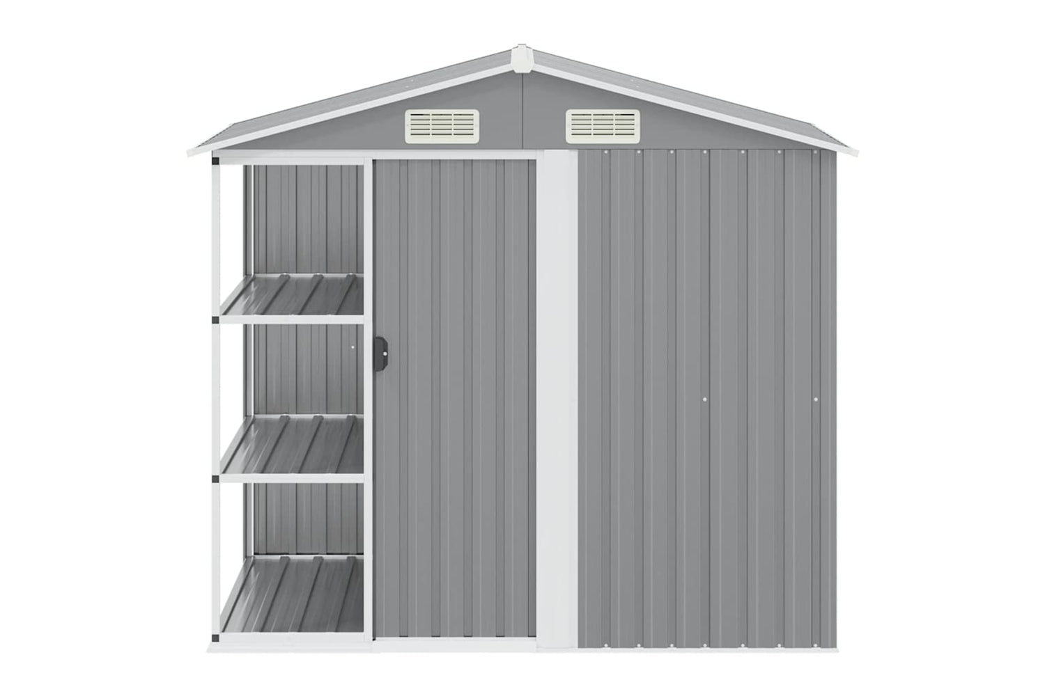 vidaXL 47103 Garden Shed With Rack Grey 205x130x183cm Iron-3