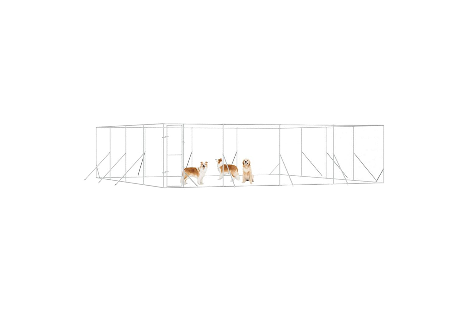 Vidaxl 3190464 Outdoor Dog Kennel Silver 8x8x2 M Galvanised Steel-3