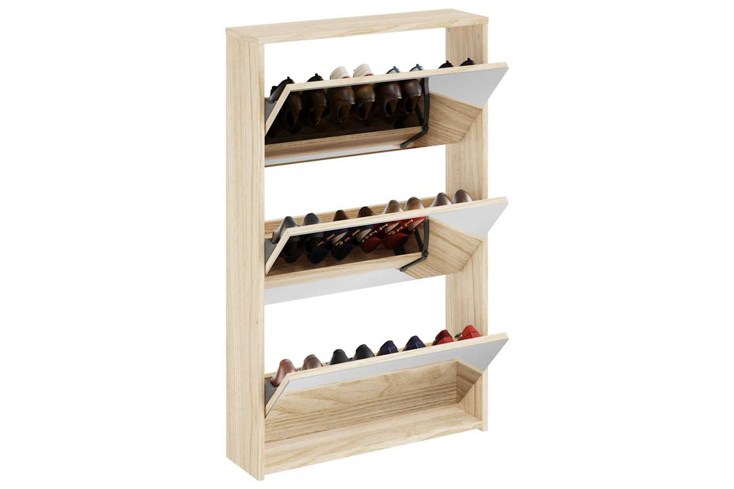 vidaXL 243047 Shoe Cabinet 3-layer Mirror Oak 63x17x102.5cm-2