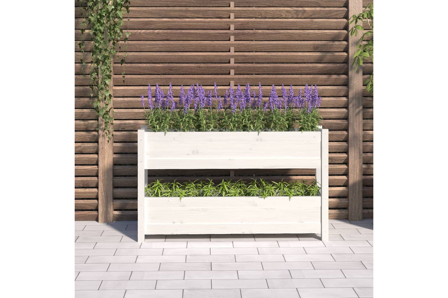 vidaXL 823928 Planter White 112x25x66cm Solid Wood Pine-2