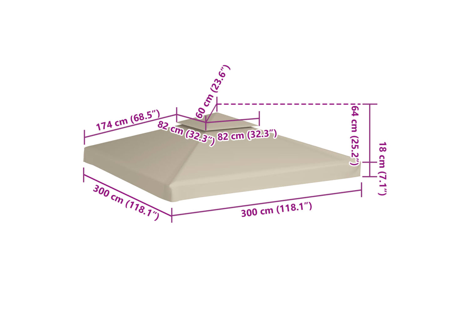 Vidaxl Gazebo Cover Canopy Replacement 310 G / M2 Beige 3 X 3 M-6