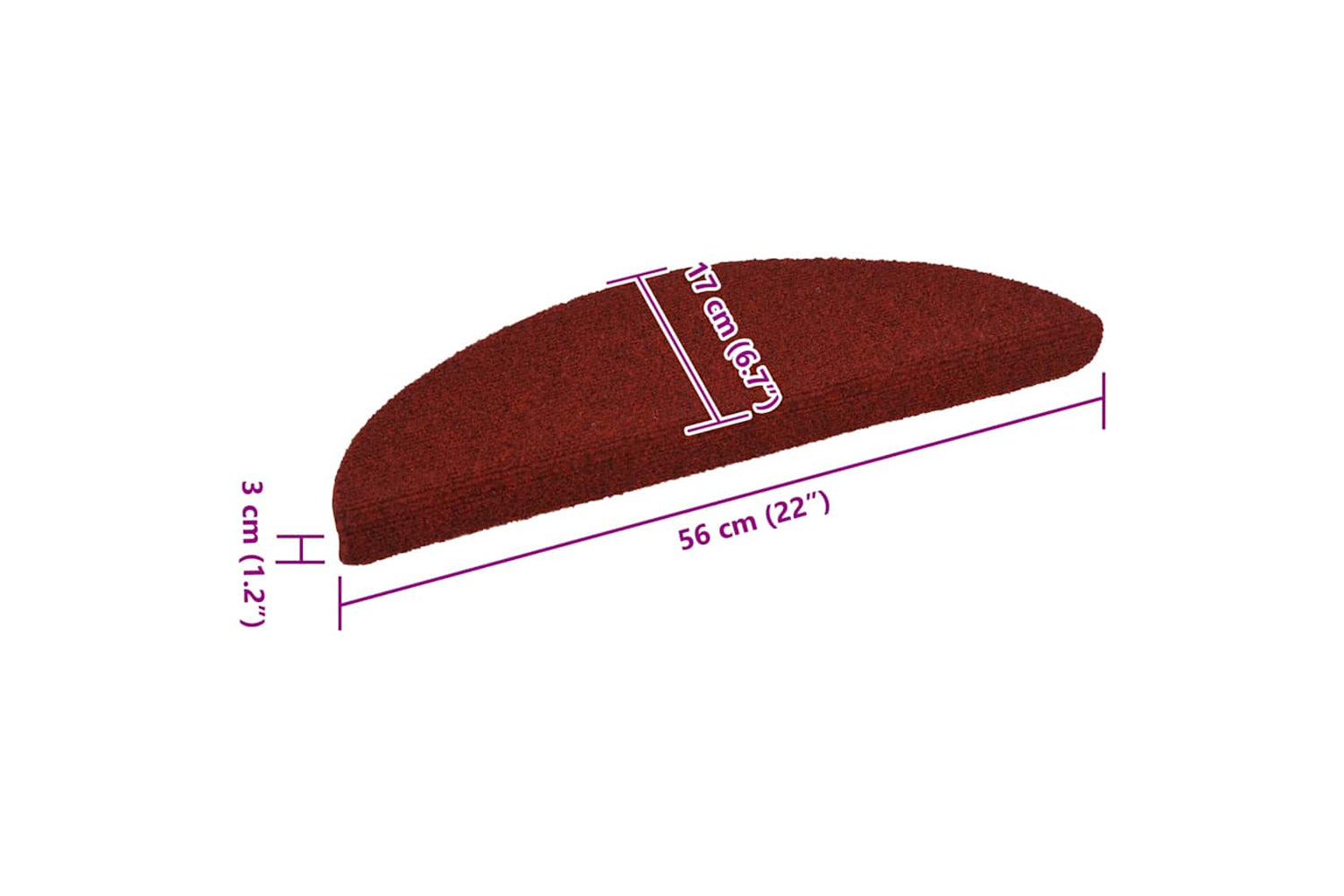 vidaXL 132694 15 Pcs Self-adhesive Stair Mats Needle Punch 56x17x3cm Red-8