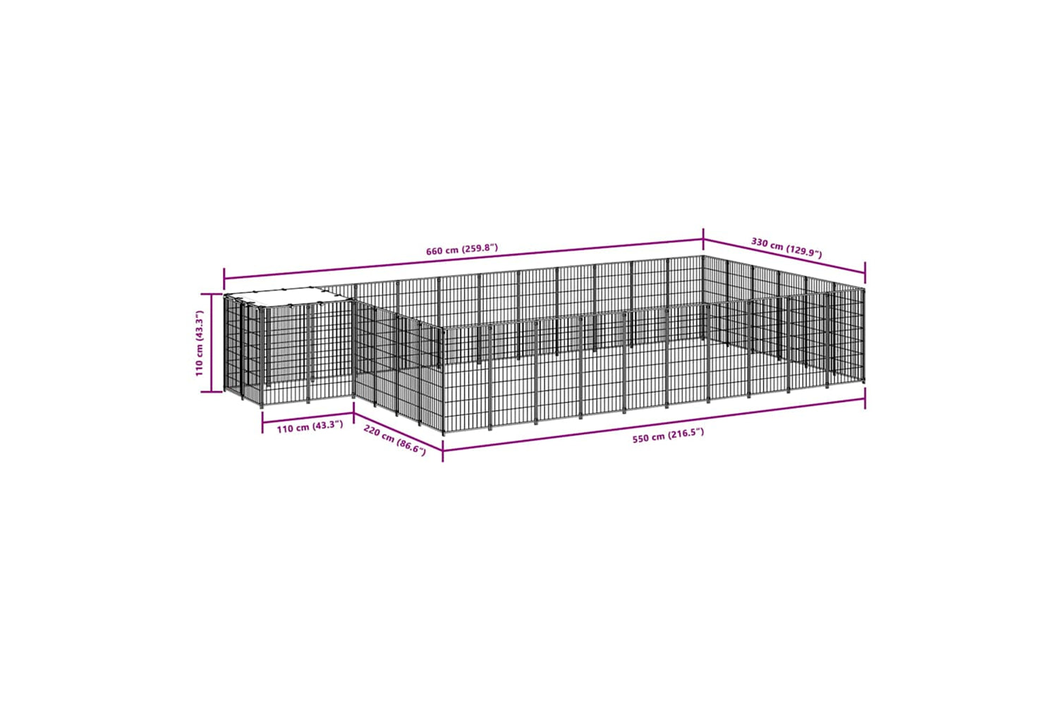 Vidaxl 3082215 Dog Kennel Black 19.36 M2 Steel-6