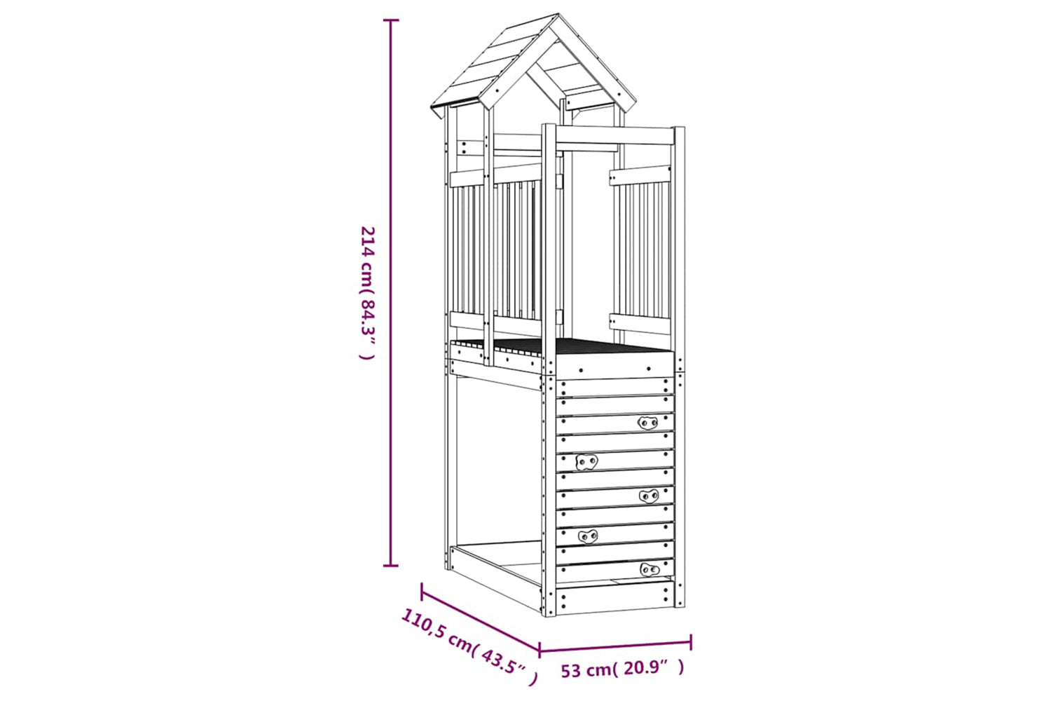 Vidaxl Play Tower With Rockwall 53x110.5x214 Cm Solid Wood Pine-8
