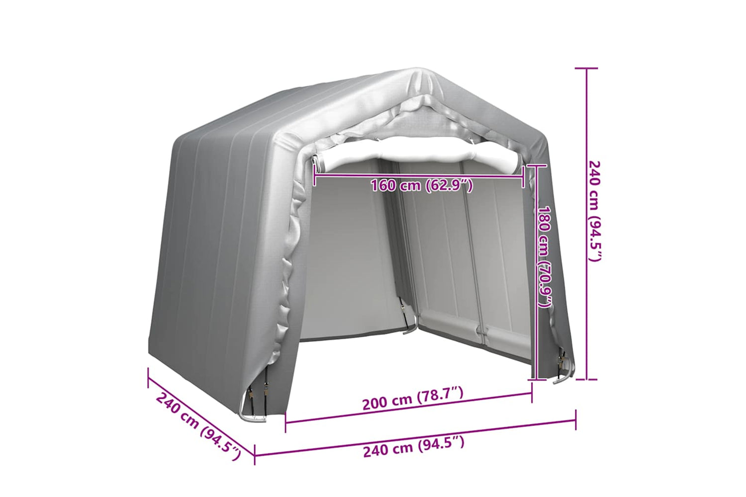 vidaXL 3079584 Storage Tent 240x240cm Steel Grey-5