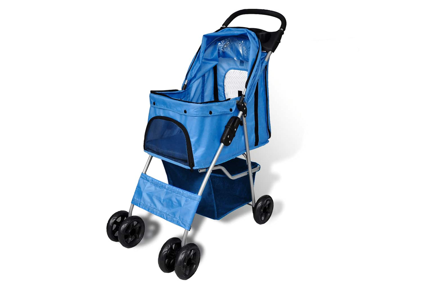 Vidaxl 170056 Folding Pet Stroller Dog/cat Travel Carrier Blue-3