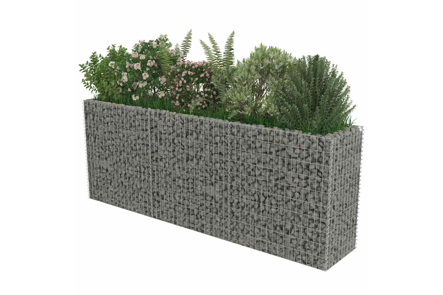 vidaXL 143562 Gabion Raised Bed Galvanised Steel 270x50x100cm-3