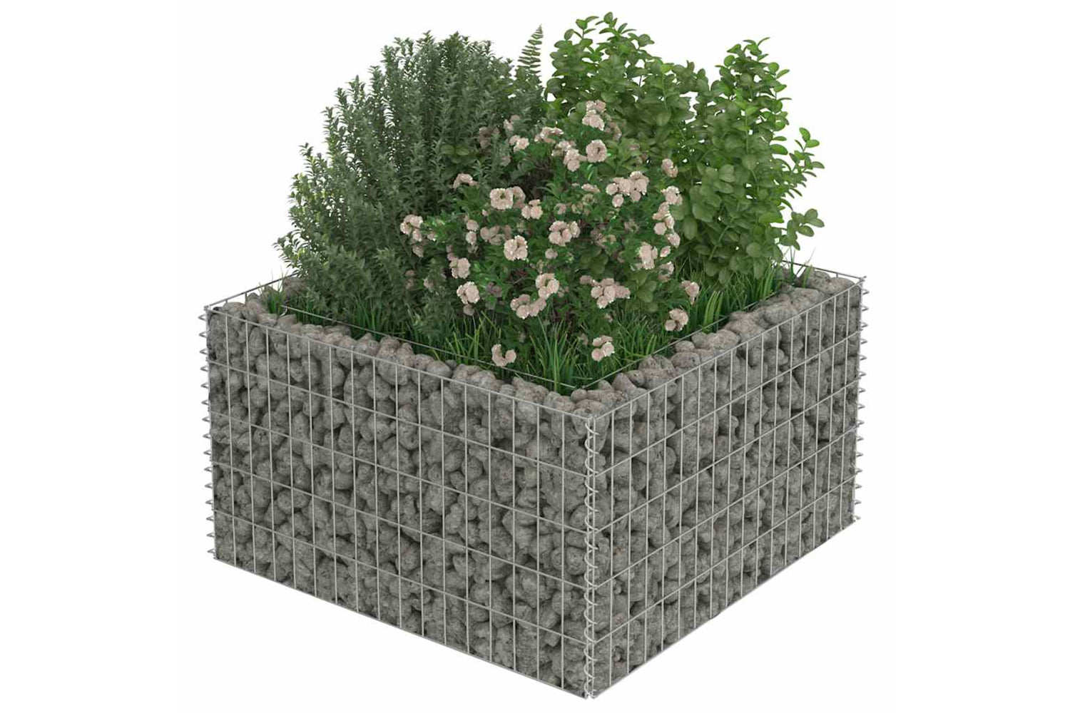 vidaXL 143557 Gabion Raised Bed Galvanised Steel 90x90x50cm-3