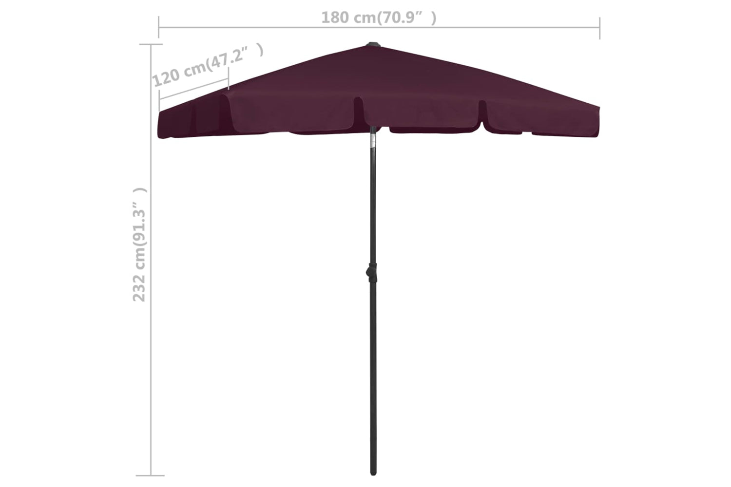 vidaXL 314723 Beach Umbrella Bordeaux Red 180x120cm-8