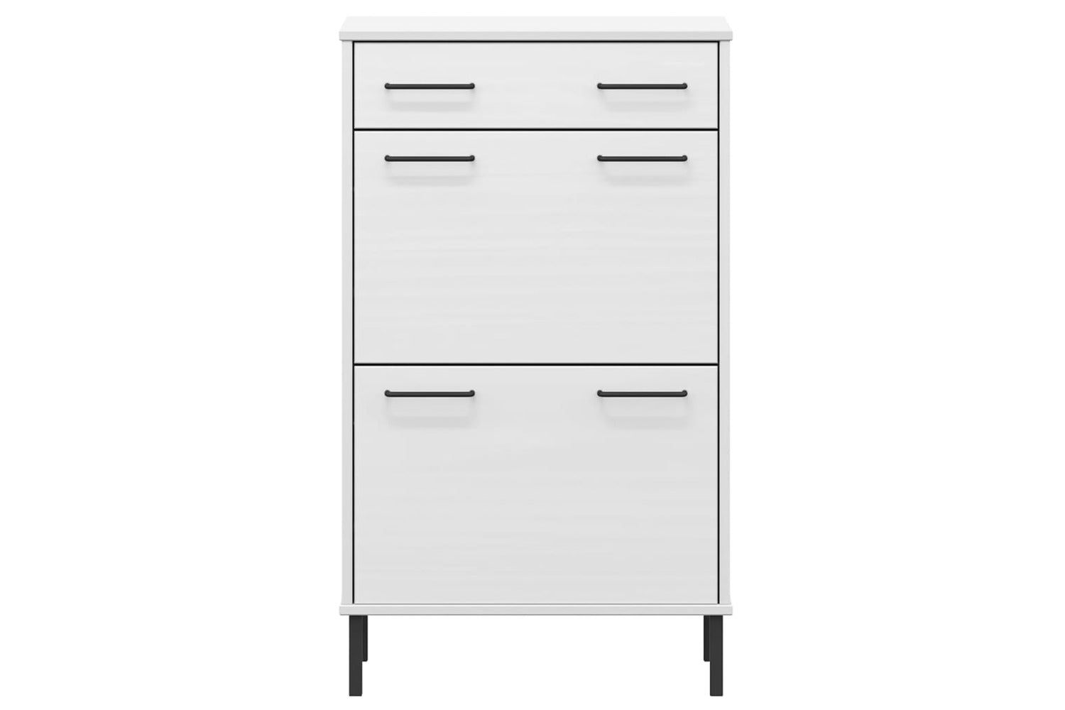 Vidaxl 350984 Shoe Rack With Metal Legs White Solid Wood Pine Oslo