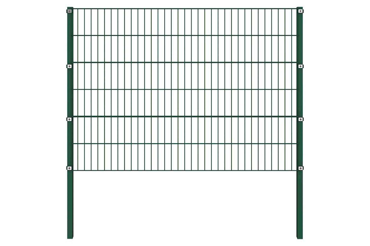 Vidaxl 278662 Fence Panel With Posts Iron 3.4x1.2 M Green-2