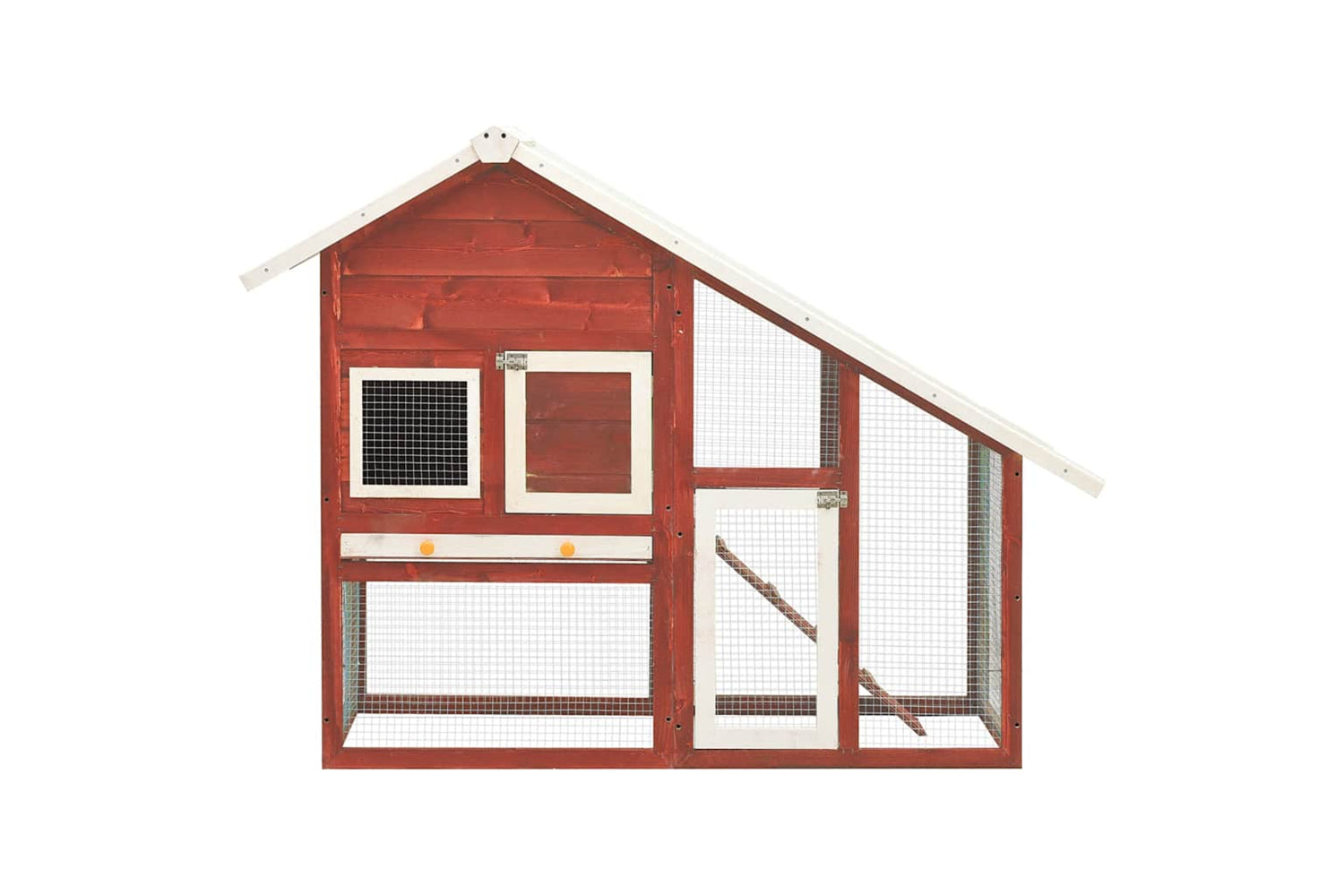 vidaXL 170871 Rabbit Hutch Red And White 140x63x120cm Solid Firwood-2