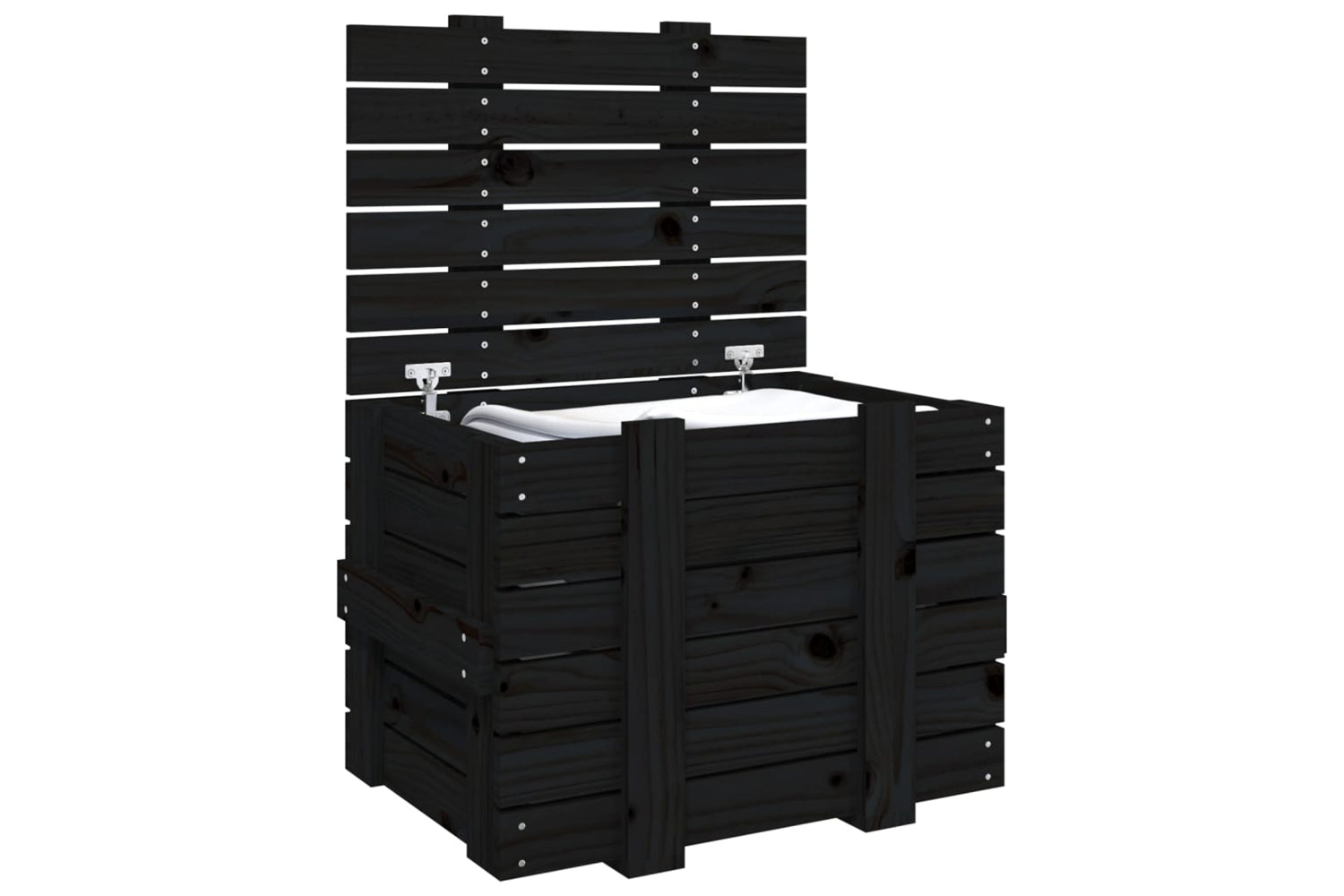 vidaXL 824997 Storage Box Black 58x40.5x42cm Solid Wood Pine-4