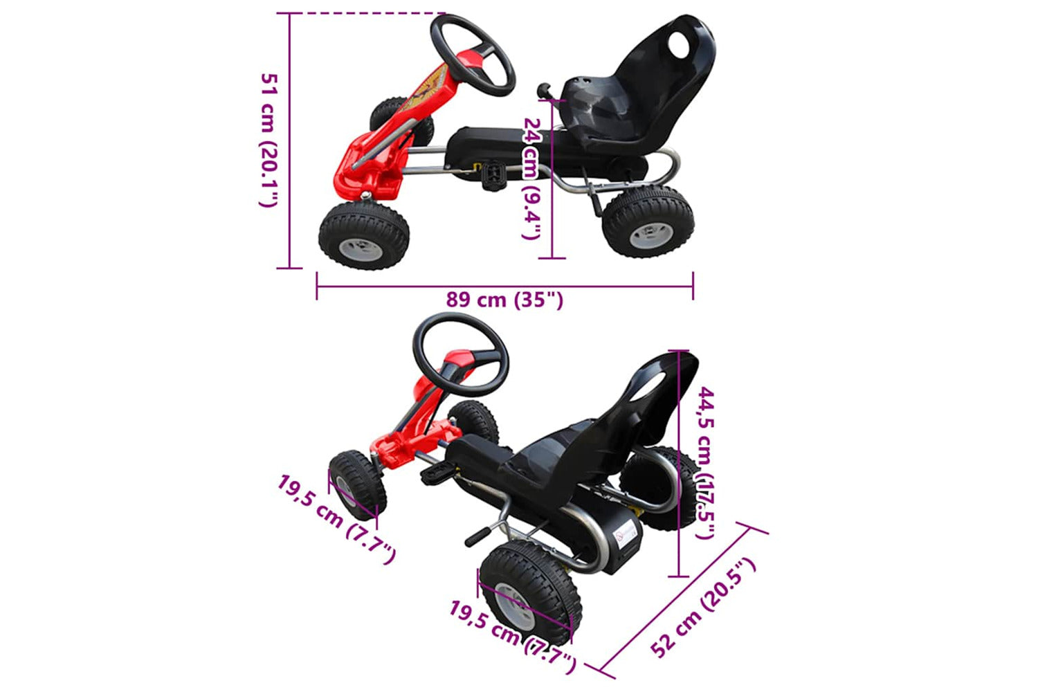Vidaxl Pedal Go Kart Red-4