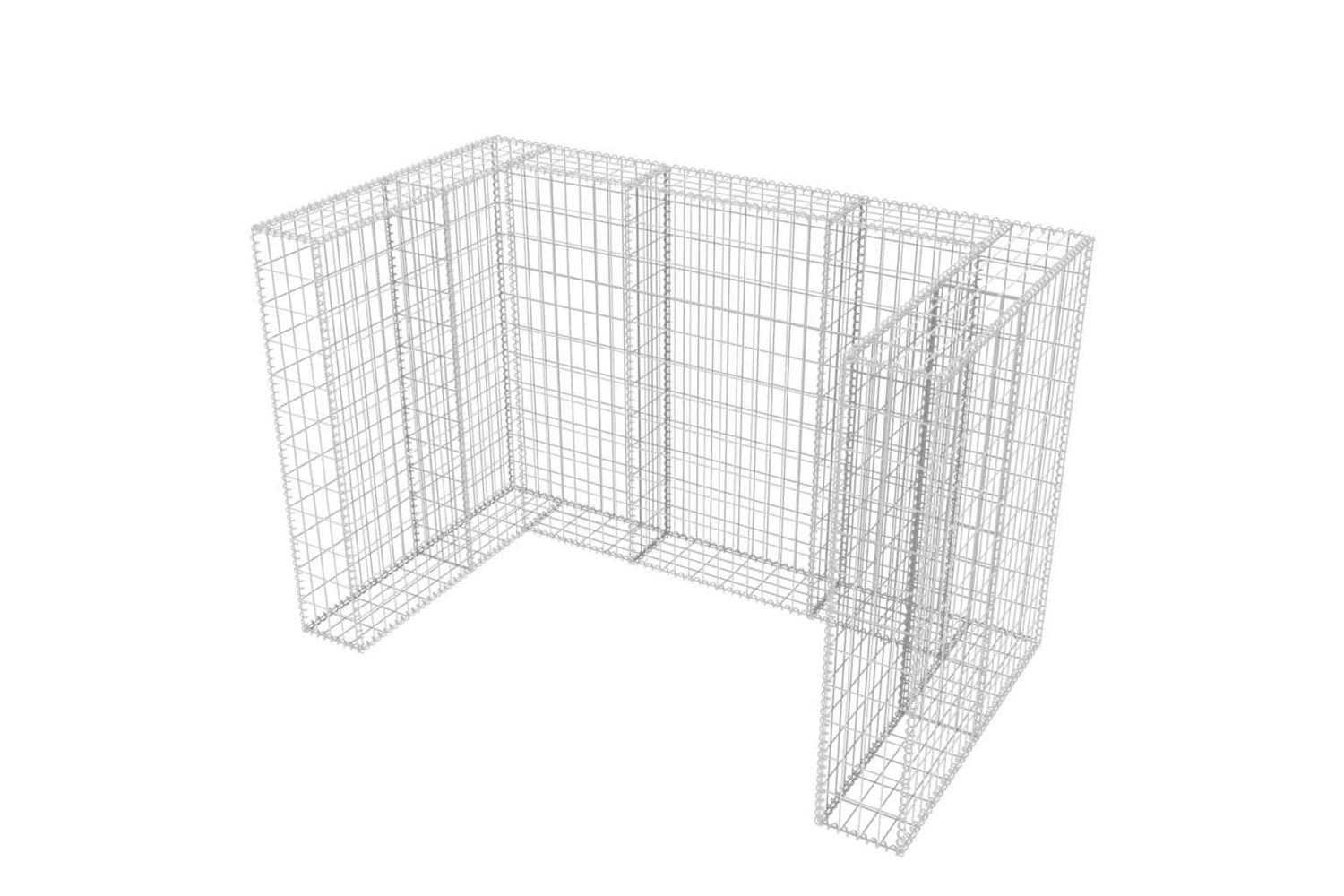 vidaXL 142559 Gabion Double Wheelie Bin Surround Steel 180x100x120cm-4