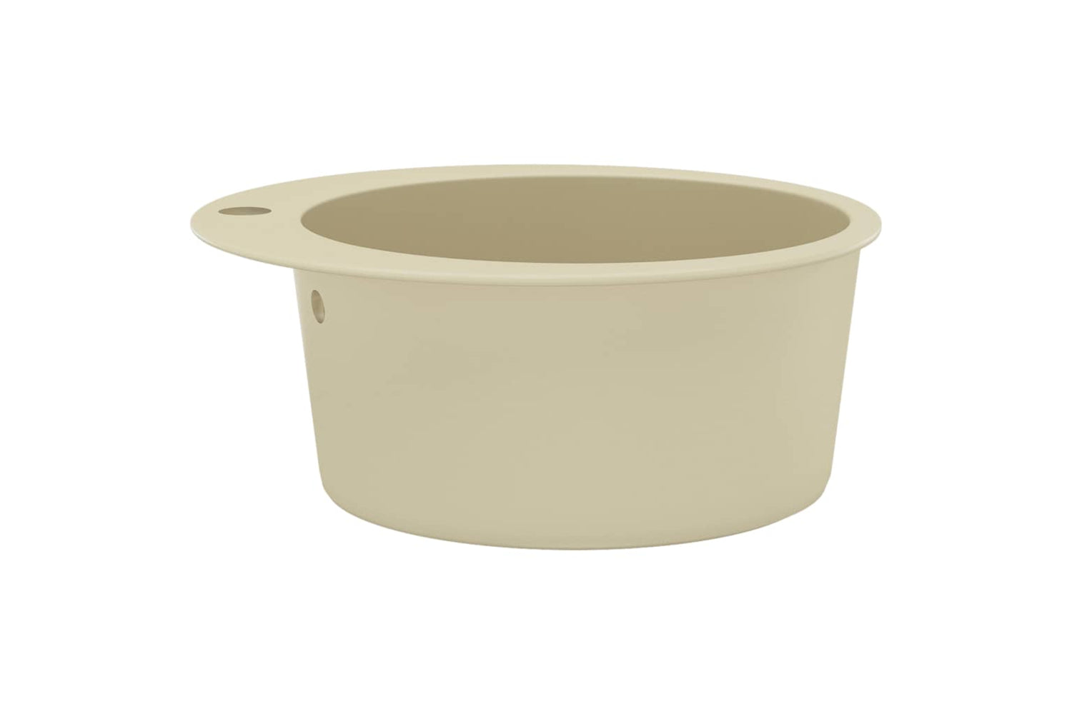 Vidaxl Granite Kitchen Sink Single Basin Round Beige-5