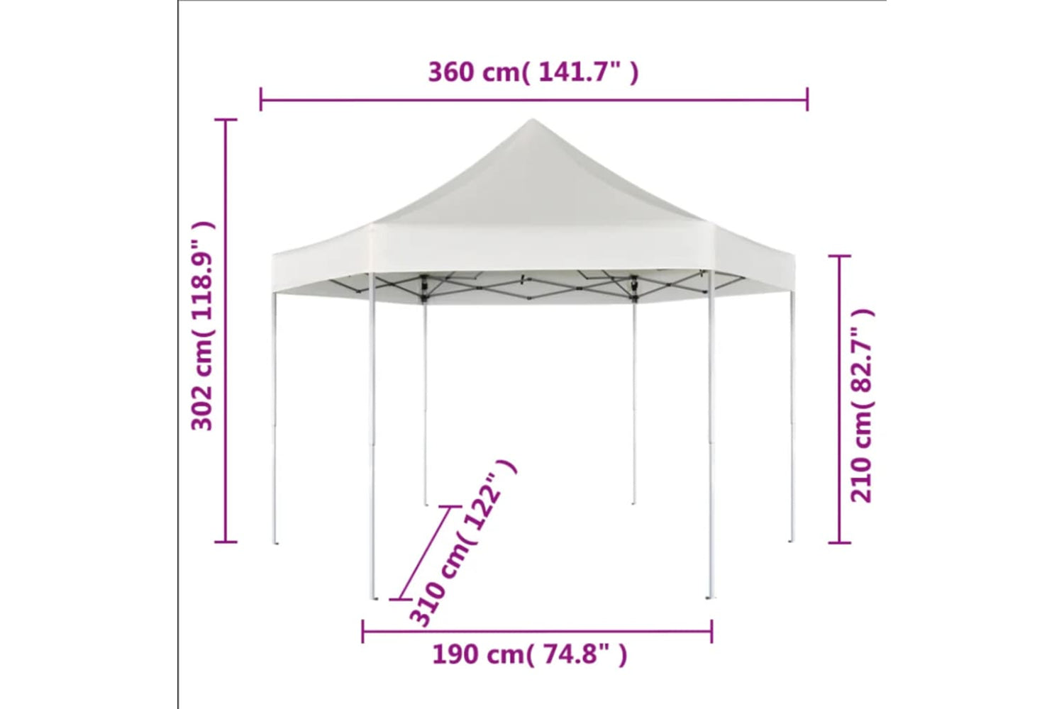 Vidaxl 42108 Hexagonal Pop-up Foldable Marquee Grey 3.6x3.1 M-9