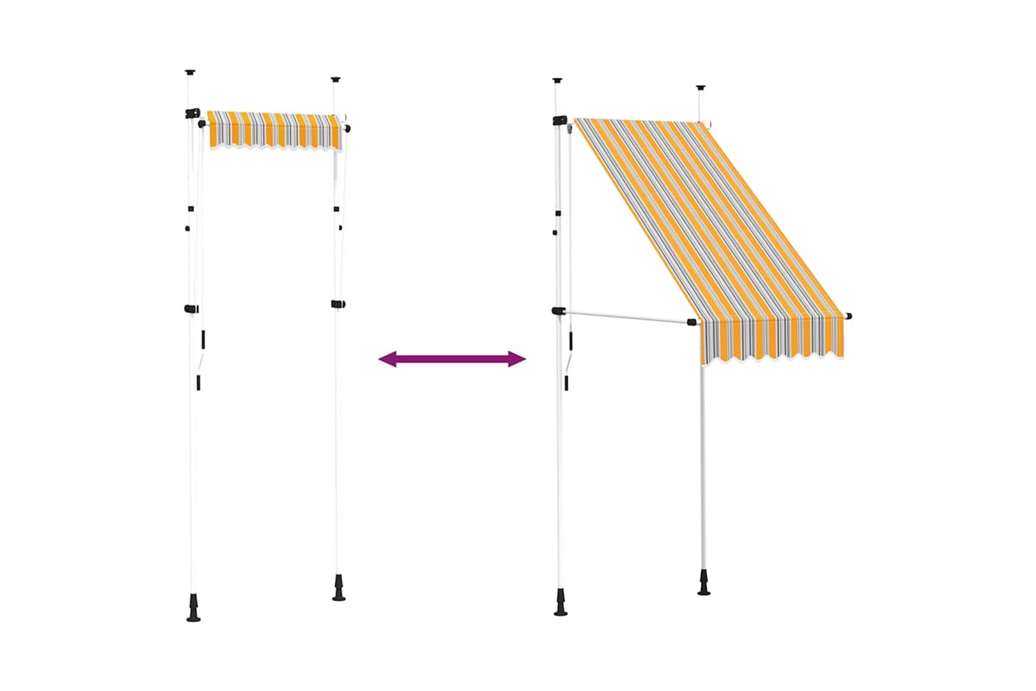 vidaXL 145830 Manual Retractable Awning 100cm Yellow And Blue Stripes-5