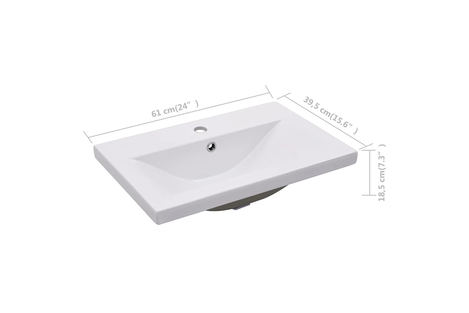 vidaXL 145061 Built-in Basin 61x39.5x18.5cm Ceramic White-6
