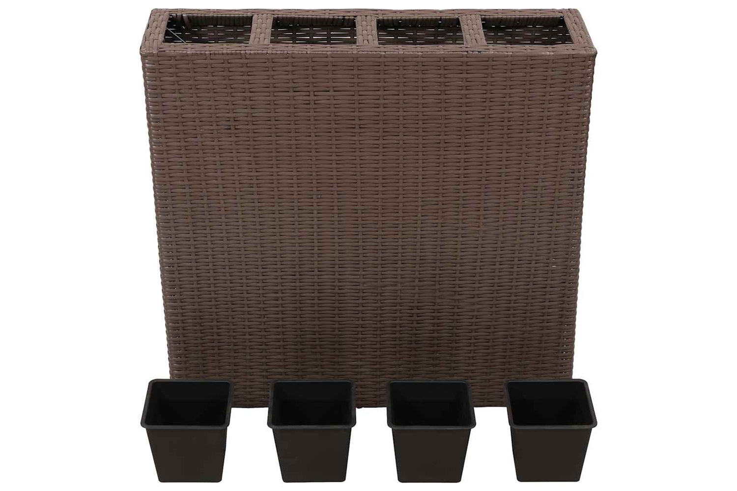 Vidaxl 41085 Garden Raised Bed With 4 Pots Poly Rattan Brown-2