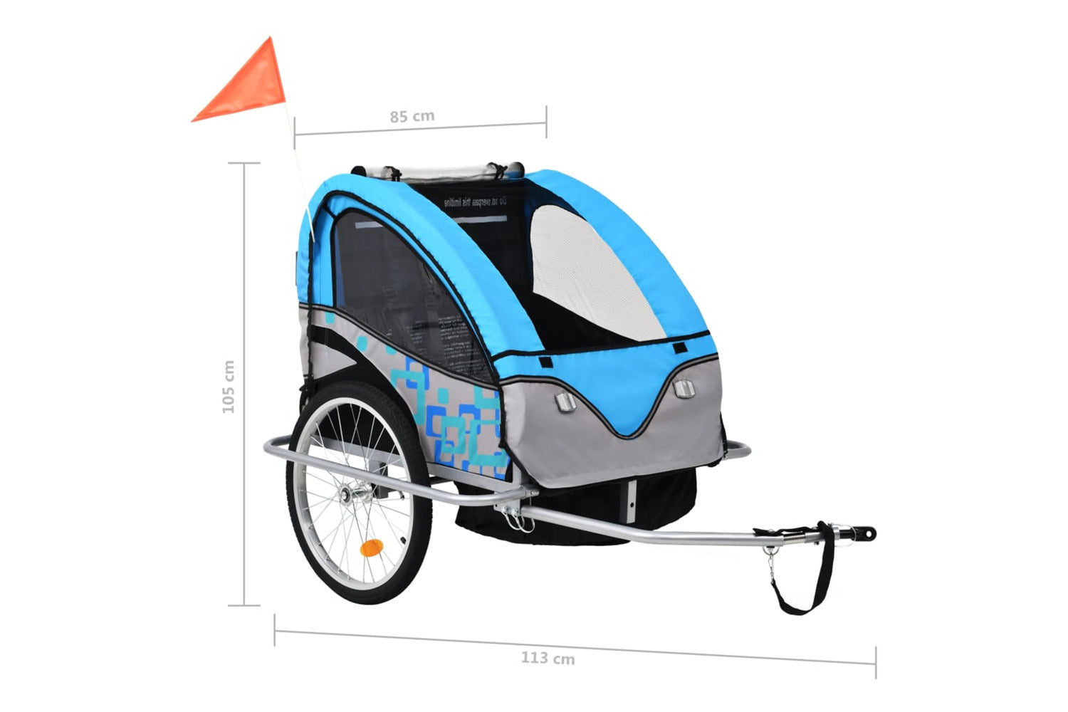 Vidaxl 2-in-1 Bike Trailer & Stroller Blue And Grey-7