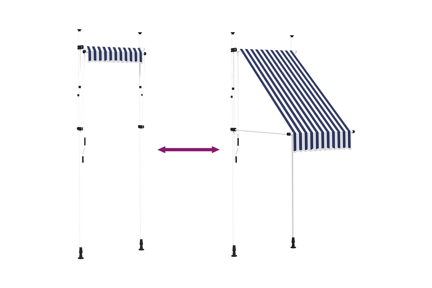 vidaXL 145829 Manual Retractable Awning 100cm Blue And White Stripes-5