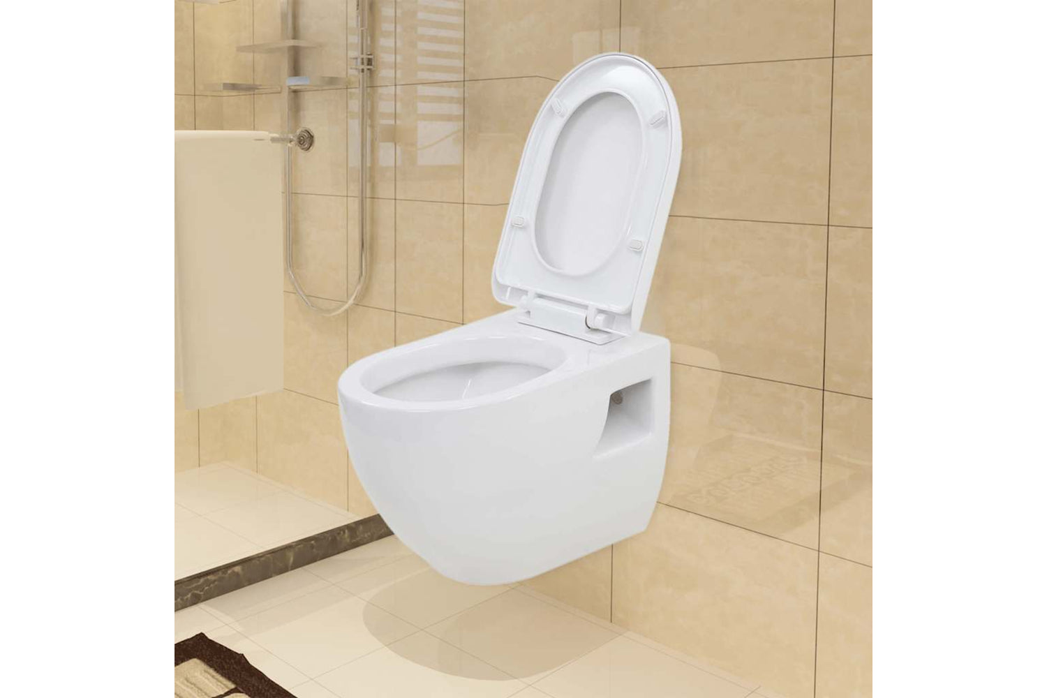 Vidaxl Wall-hung Toilet With Concealed Cistern Ceramic White-2