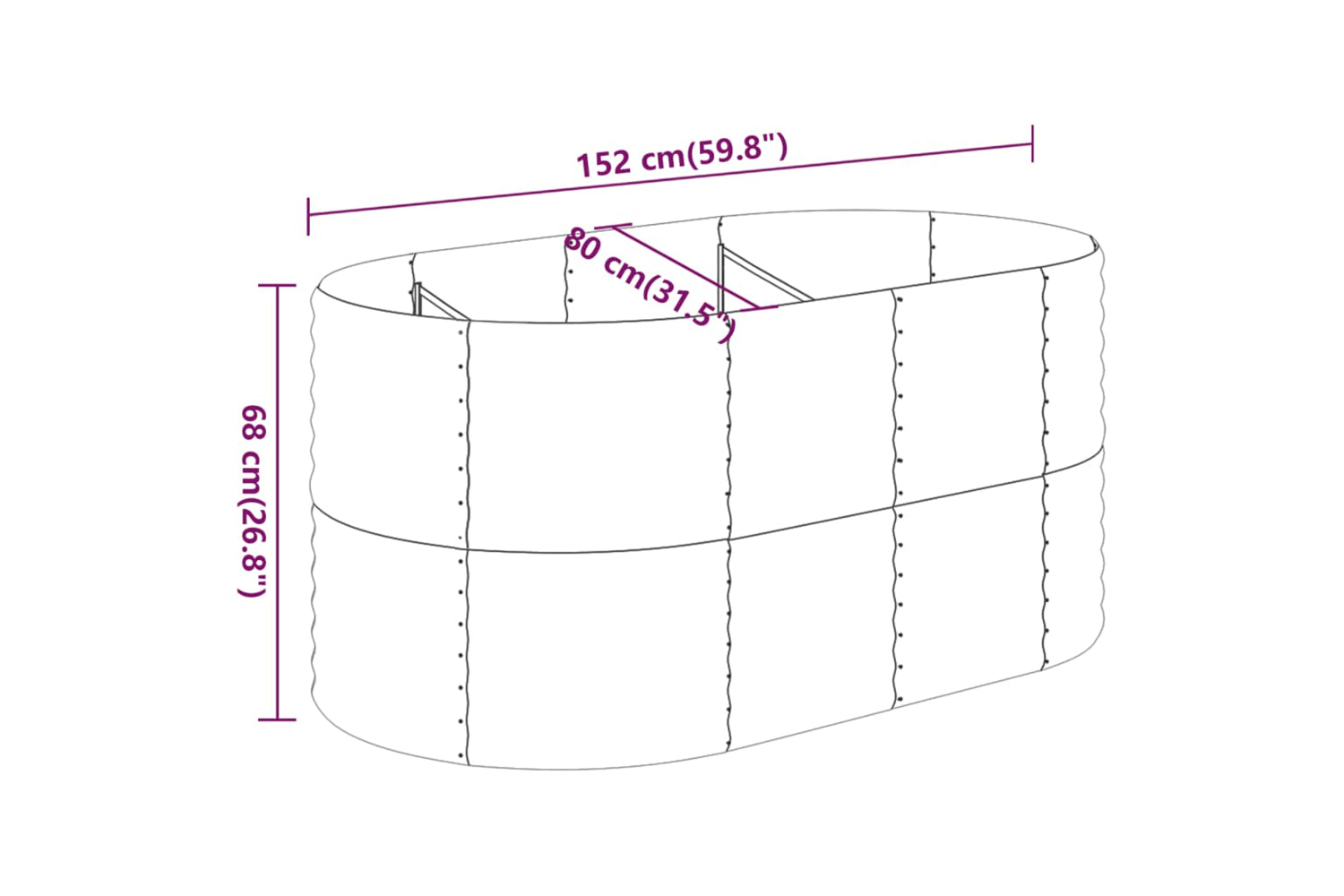 vidaXL 318950 Garden Raised Bed Powder-coated Steel 152x80x68cm Brown-5