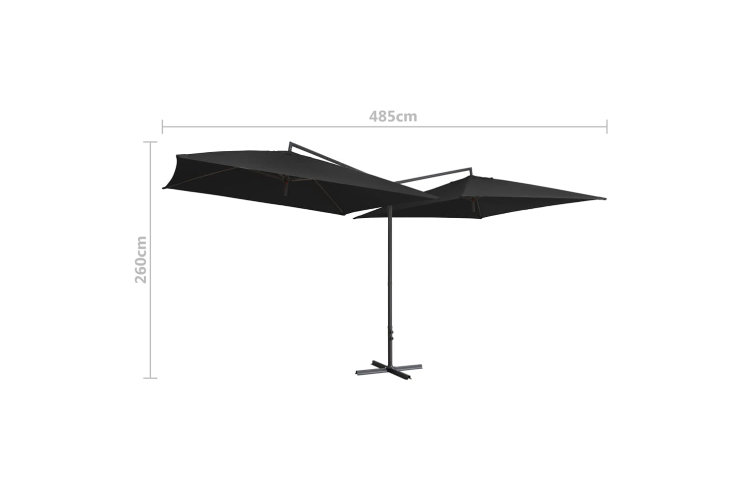 vidaXL 47326 Double Parasol With Steel Pole 250x250cm Black-6