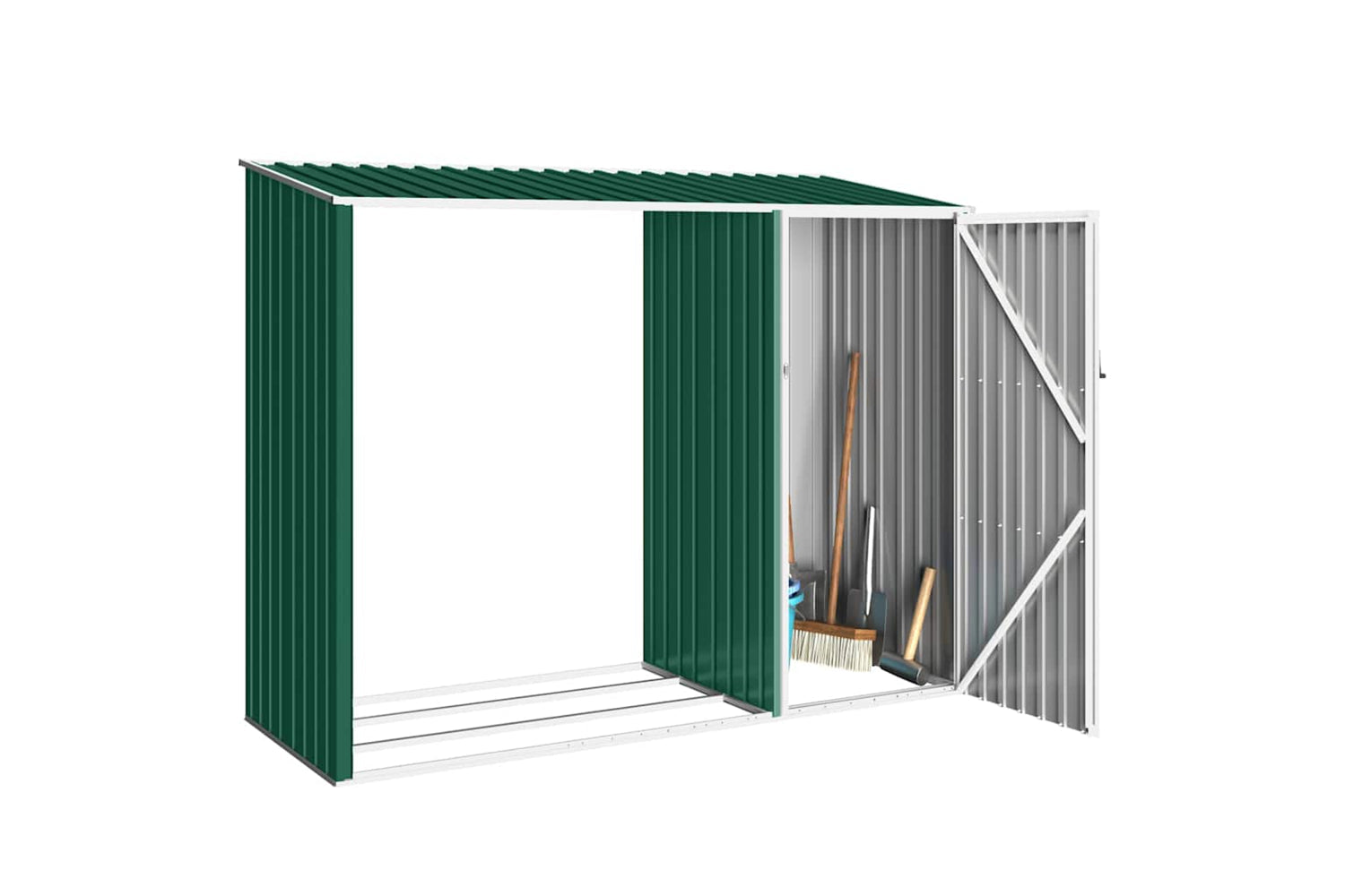 vidaXL 46293 Garden Firewood Shed Green 245x98x159cm Galvanised Steel-4