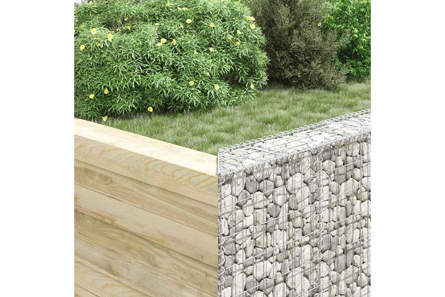 vidaXL 145653 Trapezium Gabion Raised Bed Galvanised Steel 100x20x100cm-3