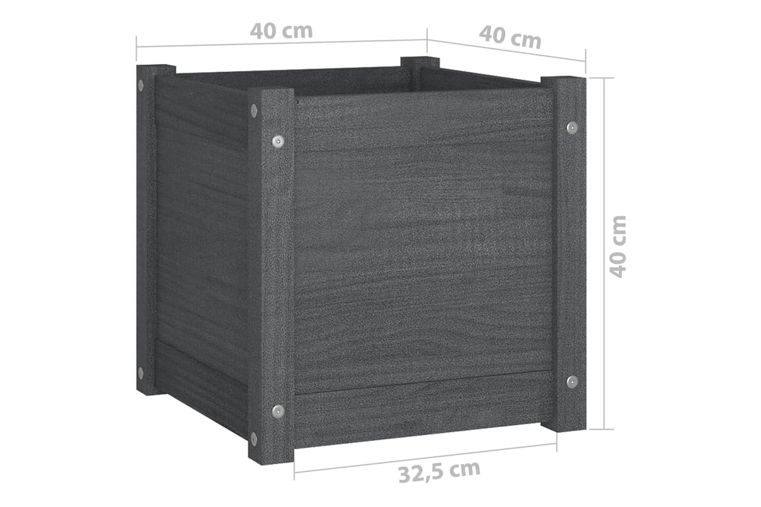 vidaXL 810538 Garden Planter Grey 40x40x40cm Solid Pinewood-7