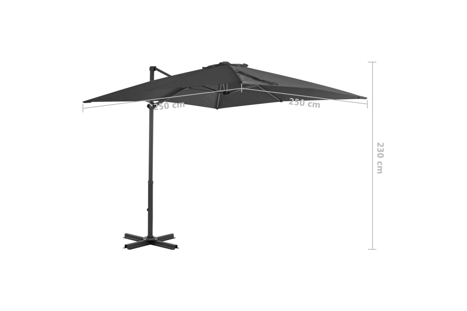 vidaXL 44618 Cantilever Umbrella With Aluminium Pole Anthracite 250x250cm-8