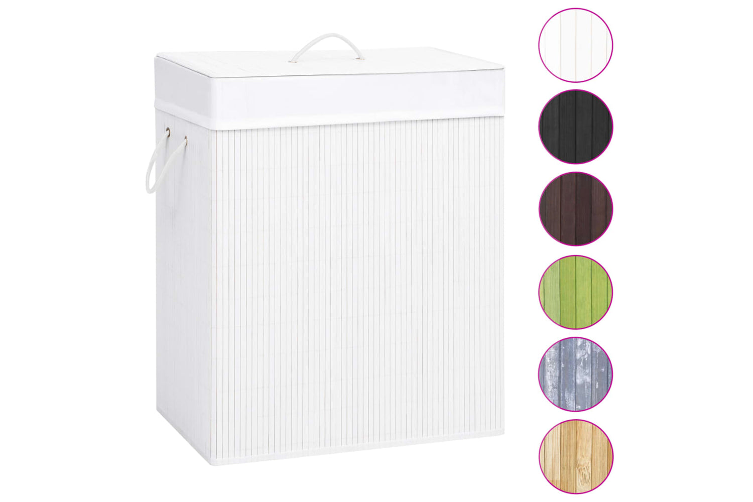 Vidaxl 320744 Bamboo Laundry Basket White 100 L-2