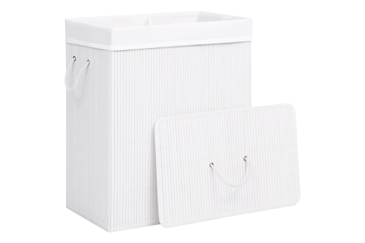 Vidaxl 320744 Bamboo Laundry Basket White 100 L-3