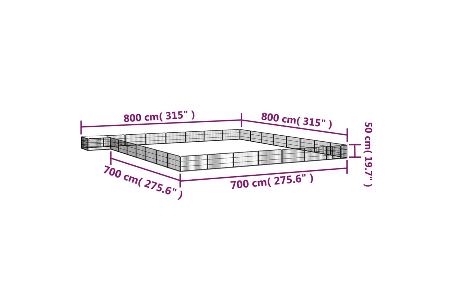 vidaXL 3115982 32-panel Dog Playpen Black 100x50cm Powder-coated Steel-6