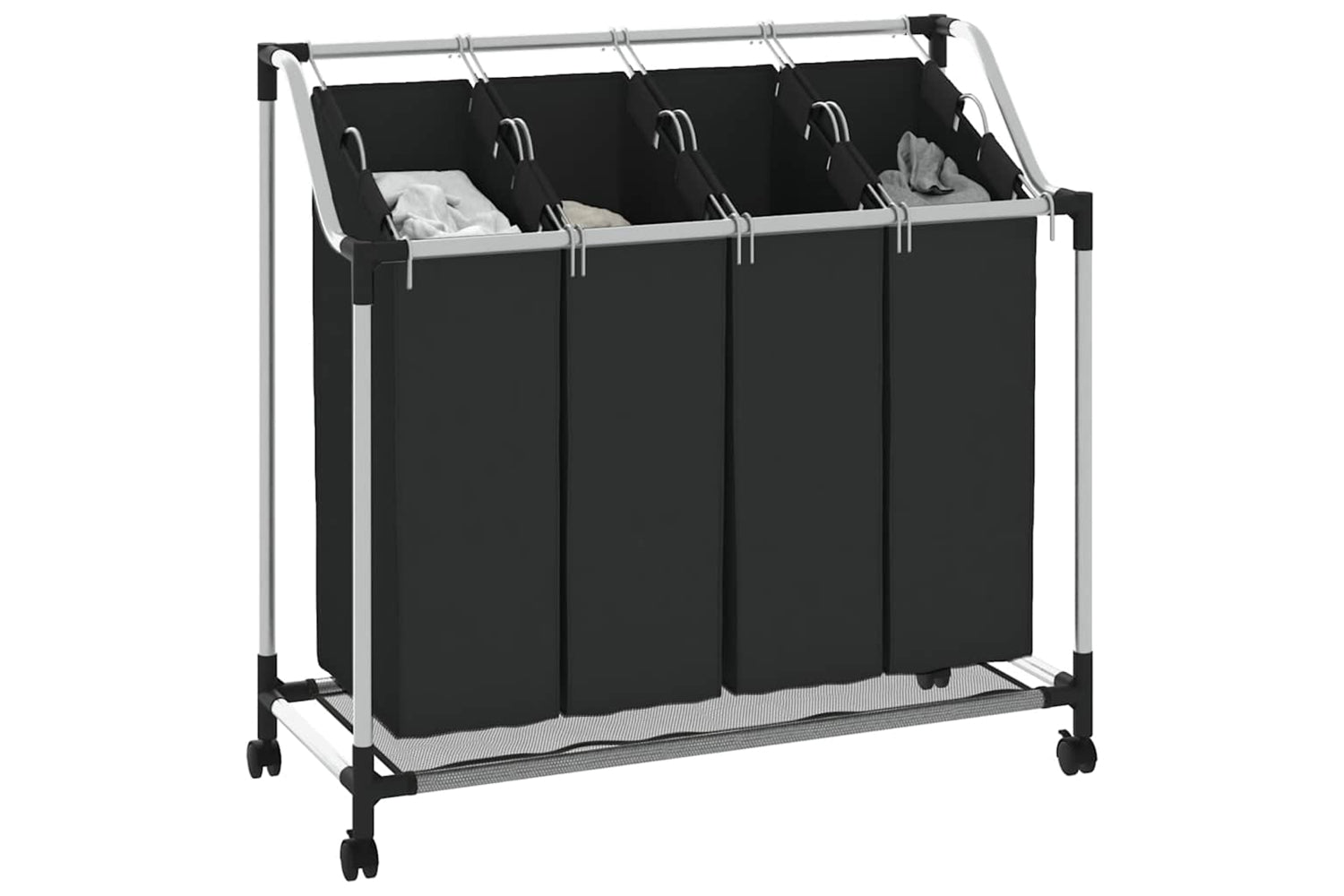 Vidaxl 240367 Laundry Sorter With 4 Bags Black Grey-3