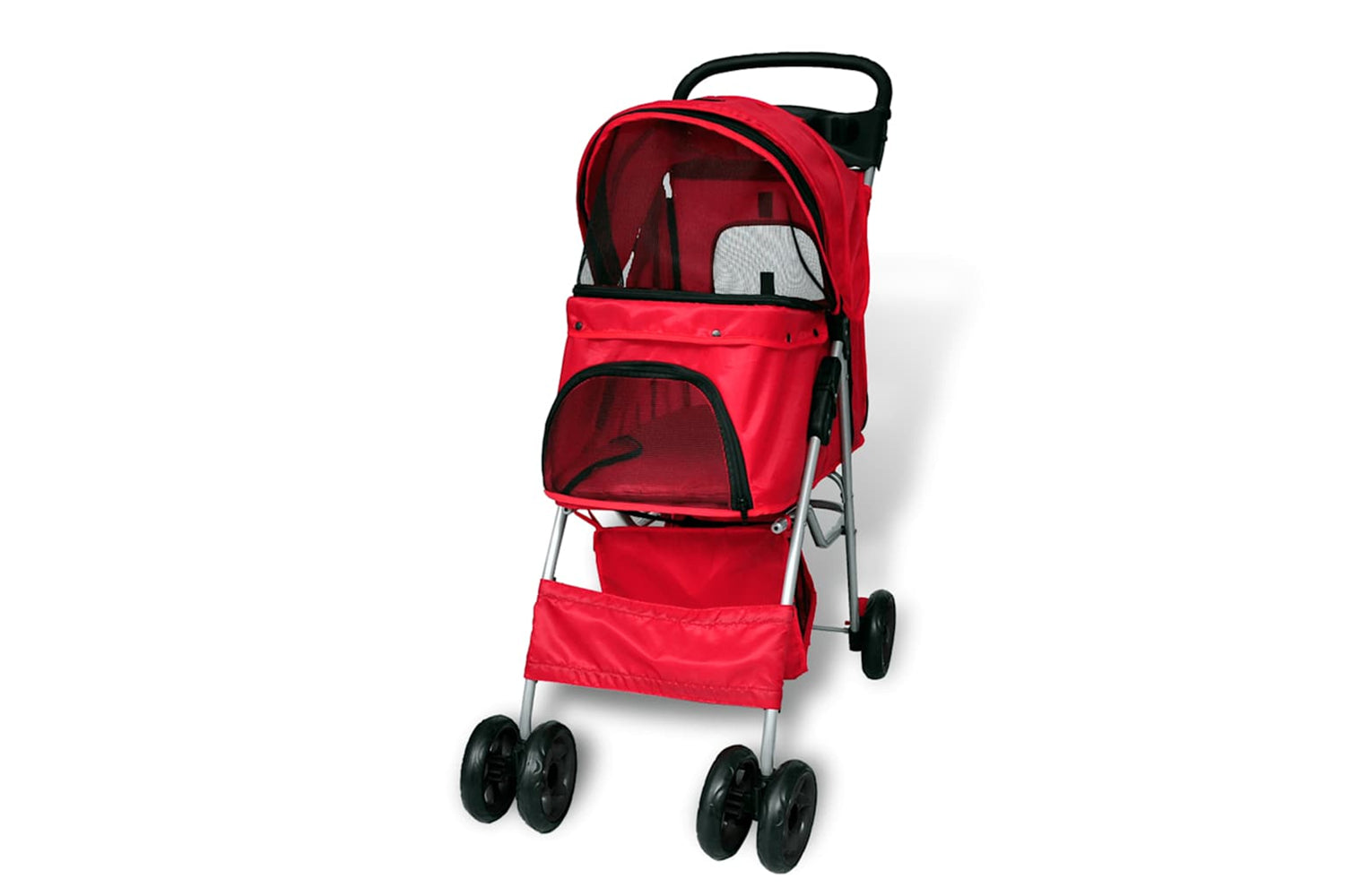 Vidaxl 170055 Folding Pet Stroller Dog/cat Travel Carrier Red-3