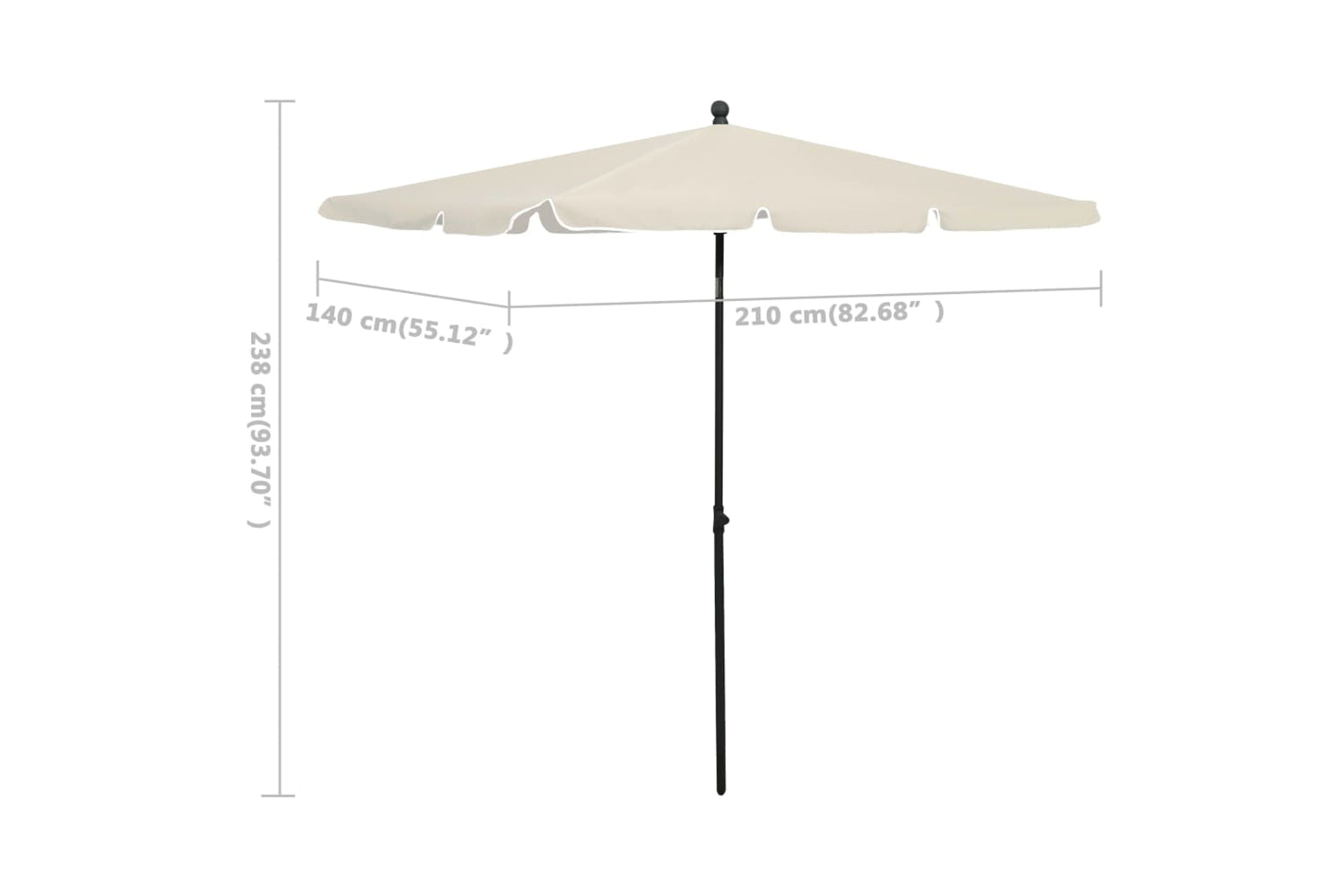 vidaXL 315543 Garden Parasol With Pole 210x140cm Sand-6