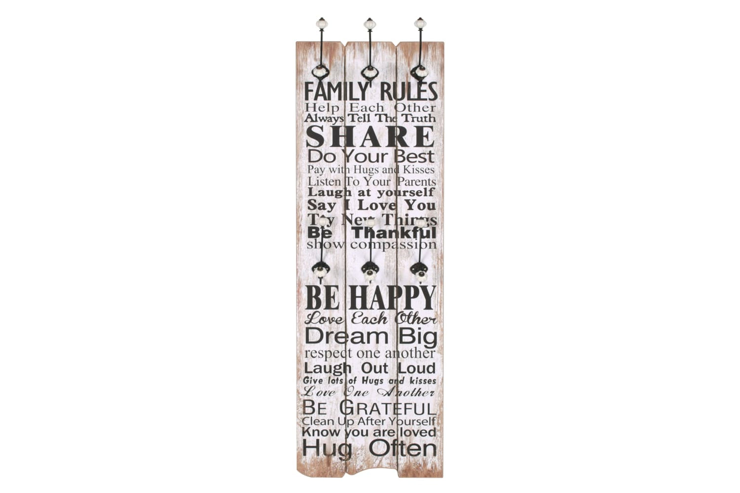 vidaXL 245854 Wall-mounted Coat Rack With 6 Hooks 120x40cm Family Rules-2