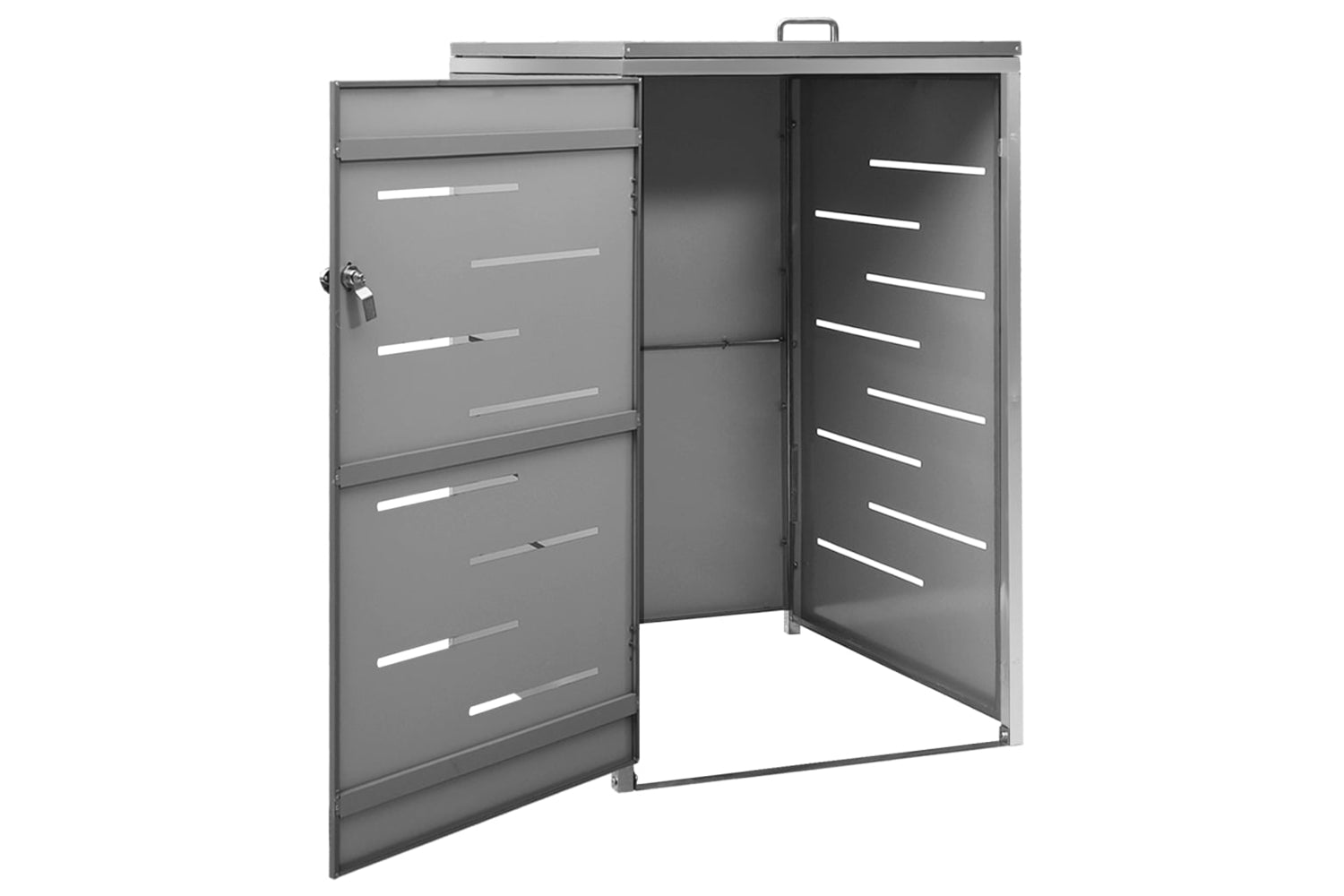 vidaXL Single Wheelie Bin Shed 69x77.5x112.5cm Stainless Steel-3