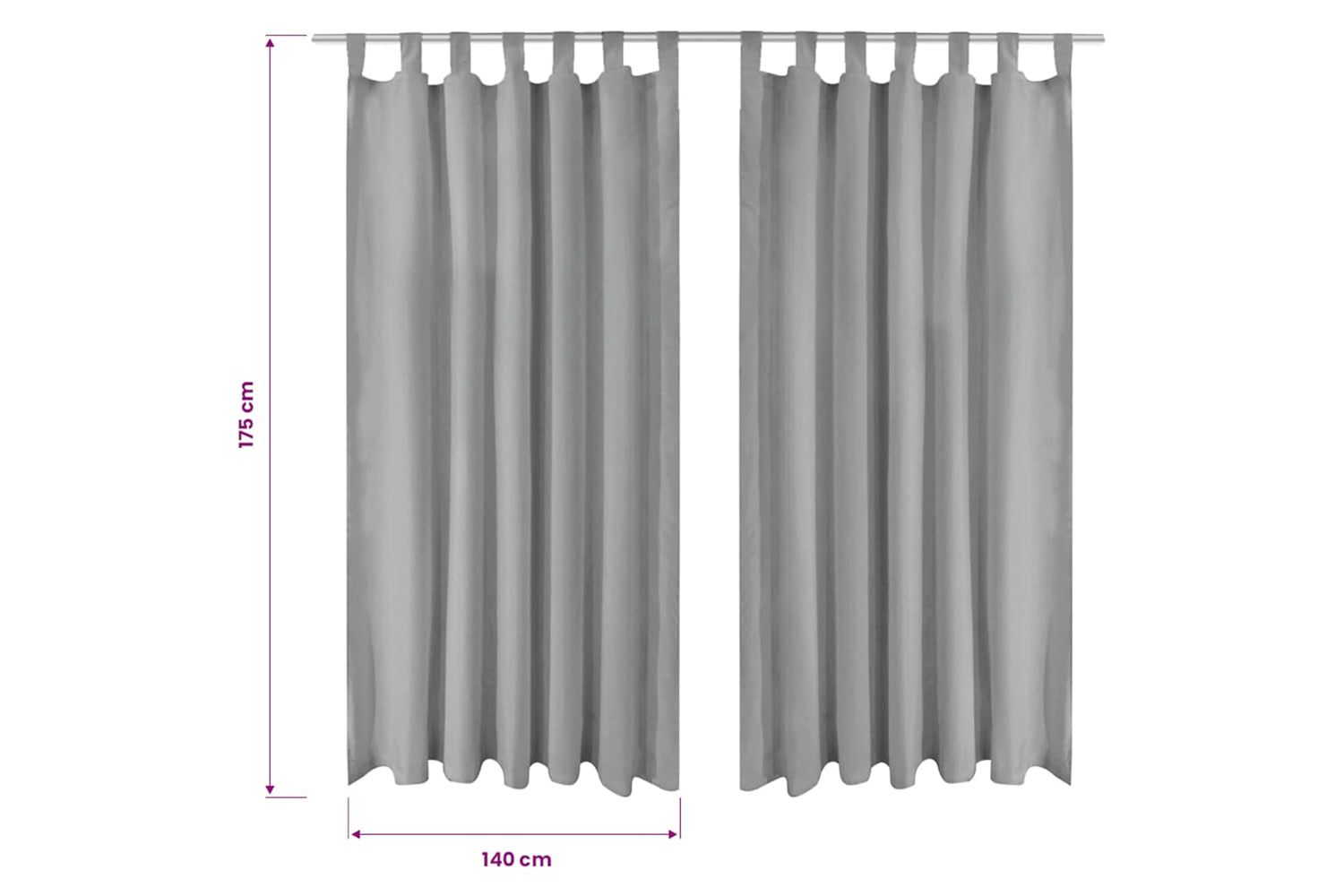 vidaXL 132213 Micro-satin Curtains 2 Pcs With Loops 140x175cm Grey-5
